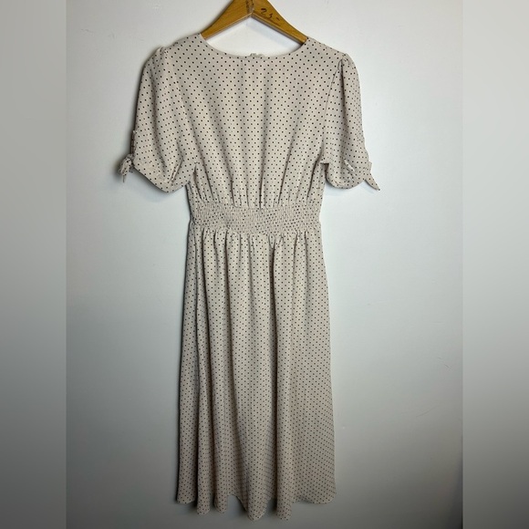 Anthropologie In February Cottage Prairie Milkmaid Polka Dot Midi Dress Feminine - Picture 2 of 11
